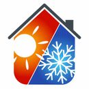 A logo of Sisler Contracting in which a house with a sun and a snowflake inside of it