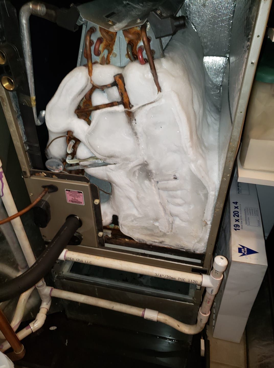 There is a lot of foam on the inside of the air conditioner.