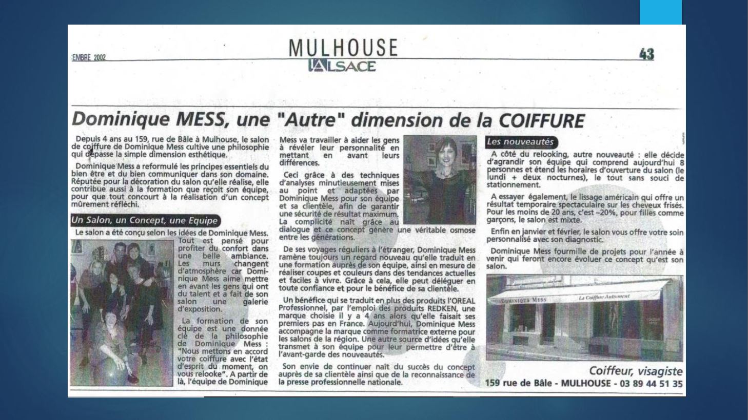 Article de presse Coiffure Autrement Mulhouse