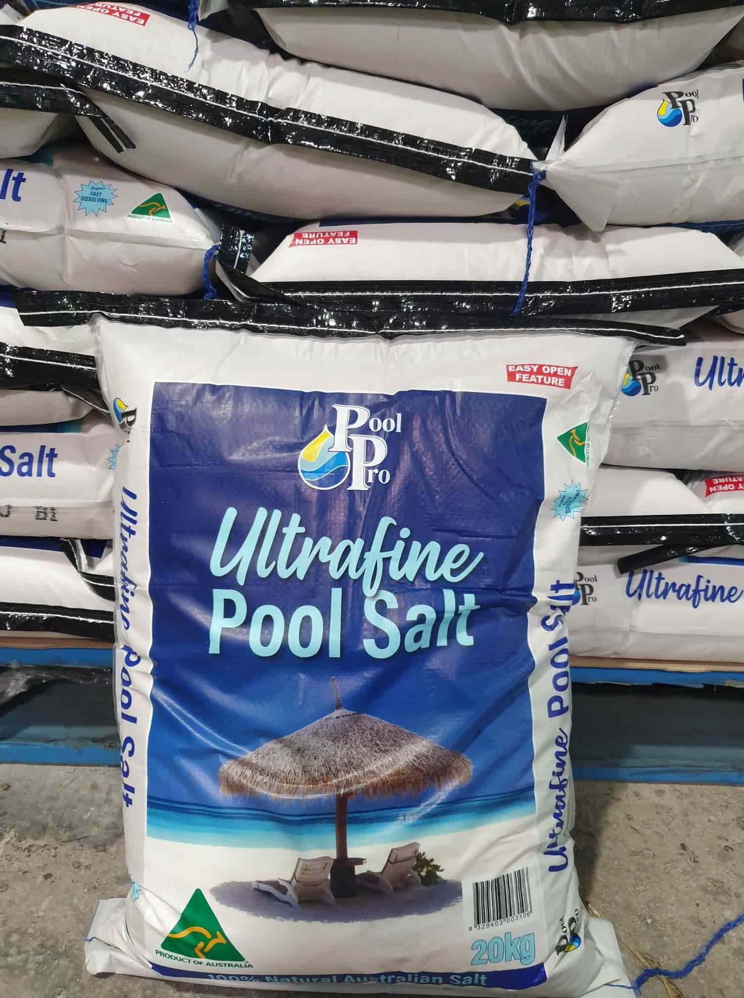 A Bag Of Ultrafine Pool Salt Is Sitting On Top Of A Pile Of Bags — Maleny Hardware & Rural Supplies In Maleny, QLD