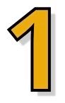 Yellow number one with black outline, casting a shadow.