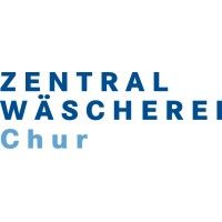 Logo der Zentral Wäscherei Chur, blauer Text auf Weiß.