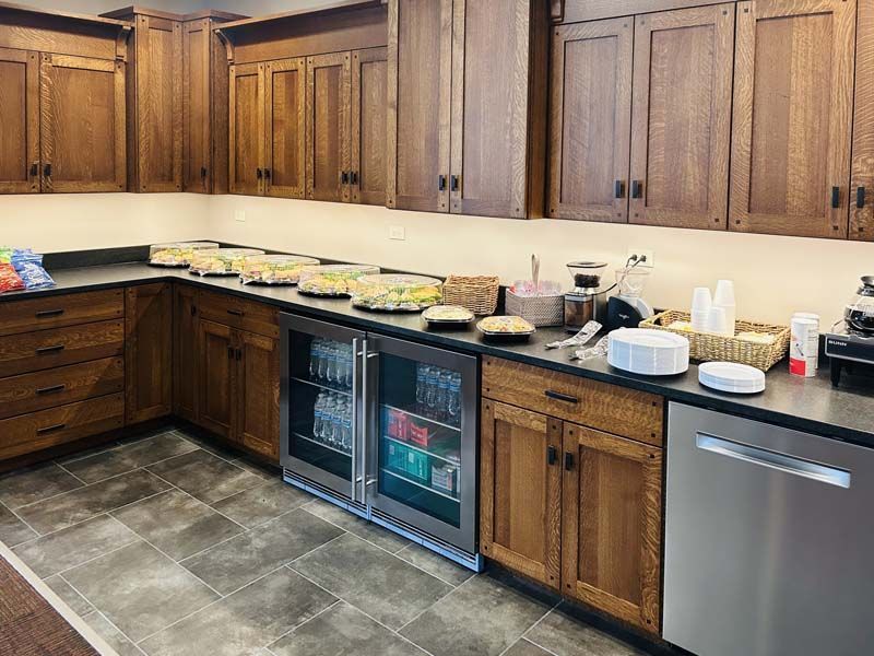 Exterior and interior photos of Hultgren Funeral Home and Cremation Center Carol Stream Location