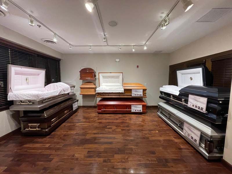 Exterior and interior photos of Hultgren Funeral Home and Cremation Center Carol Stream Location