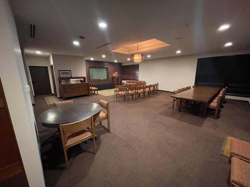Exterior and interior photos of Hultgren Funeral Home and Cremation Center Carol Stream Location