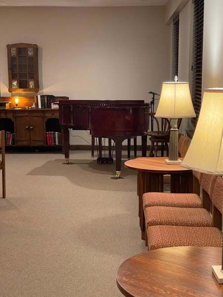 Exterior and interior photos of Hultgren Funeral Home and Cremation Center Carol Stream Location