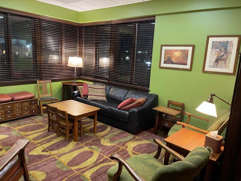 Exterior and interior photos of Hultgren Funeral Home and Cremation Center Carol Stream Location