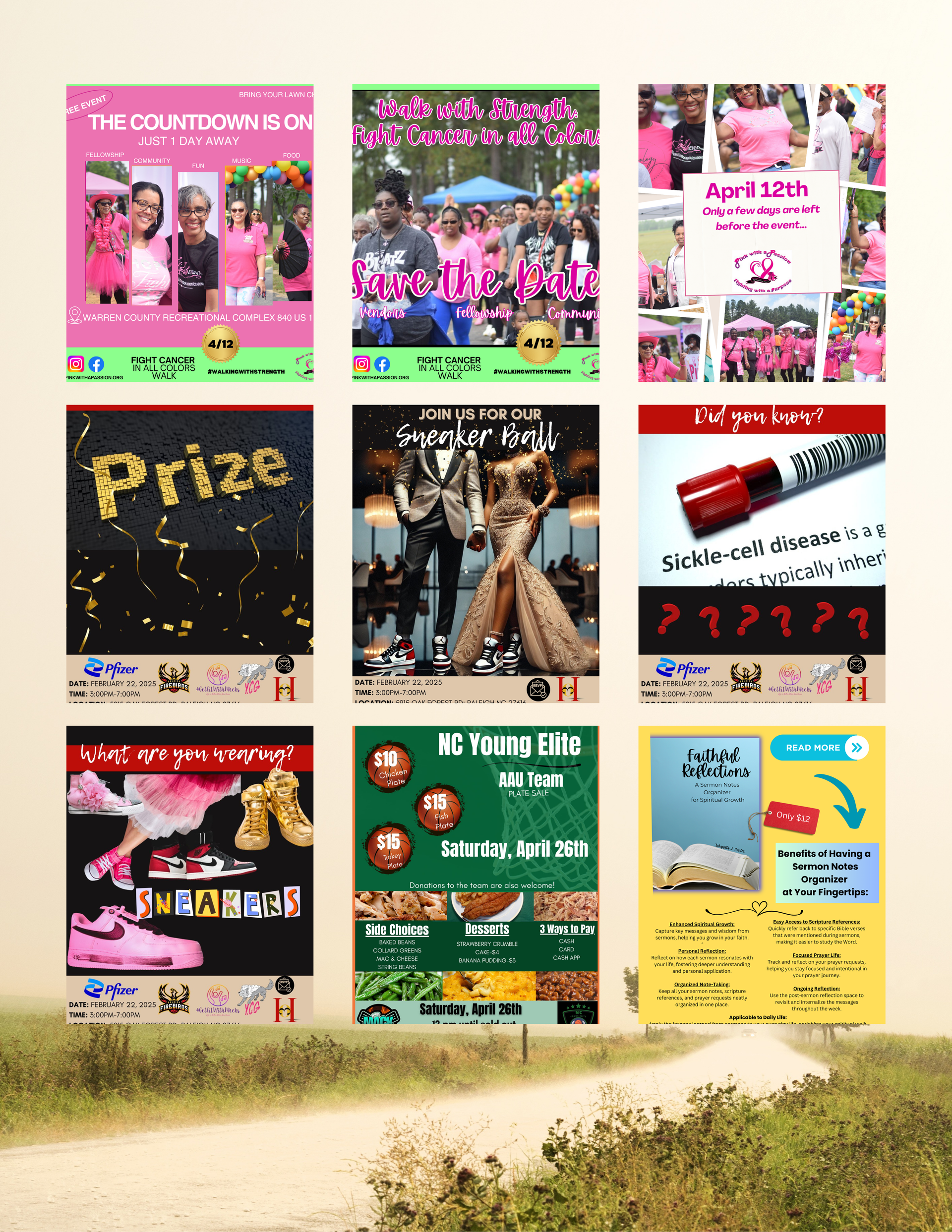 A collage of pictures with one that says prize on it