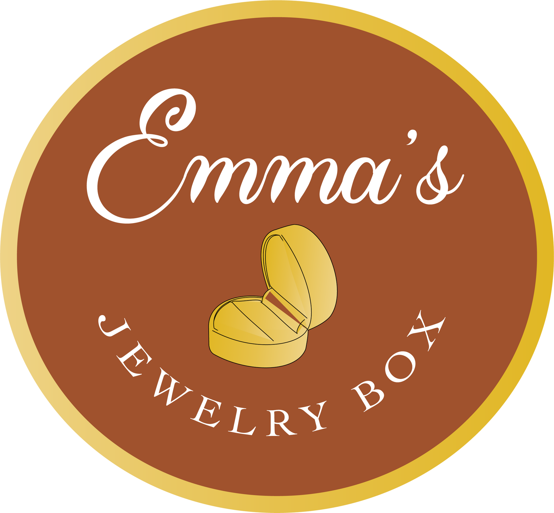 A logo for emma 's jewelry box with a ring in it