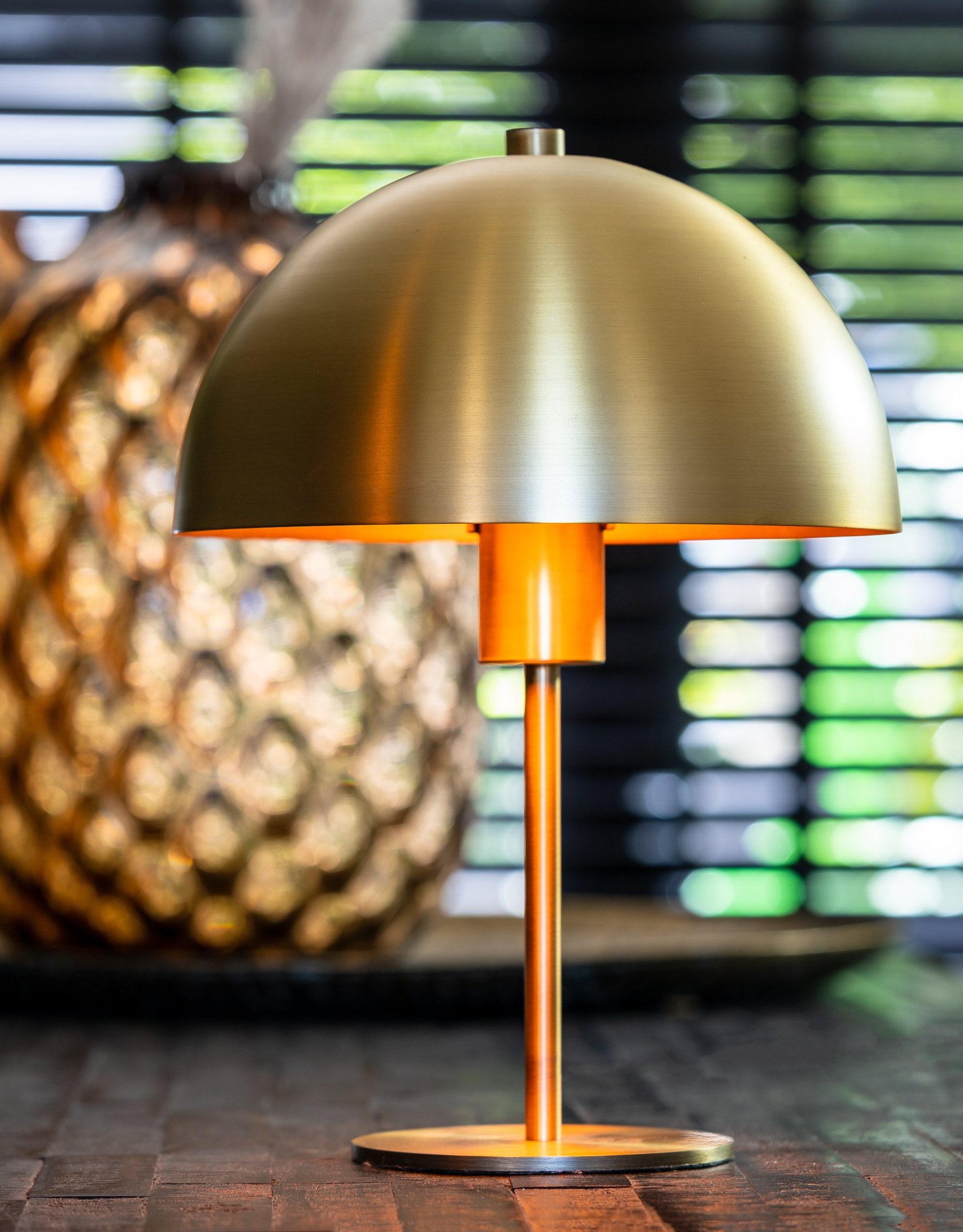 Tafellamp paddenstoel metaal goud