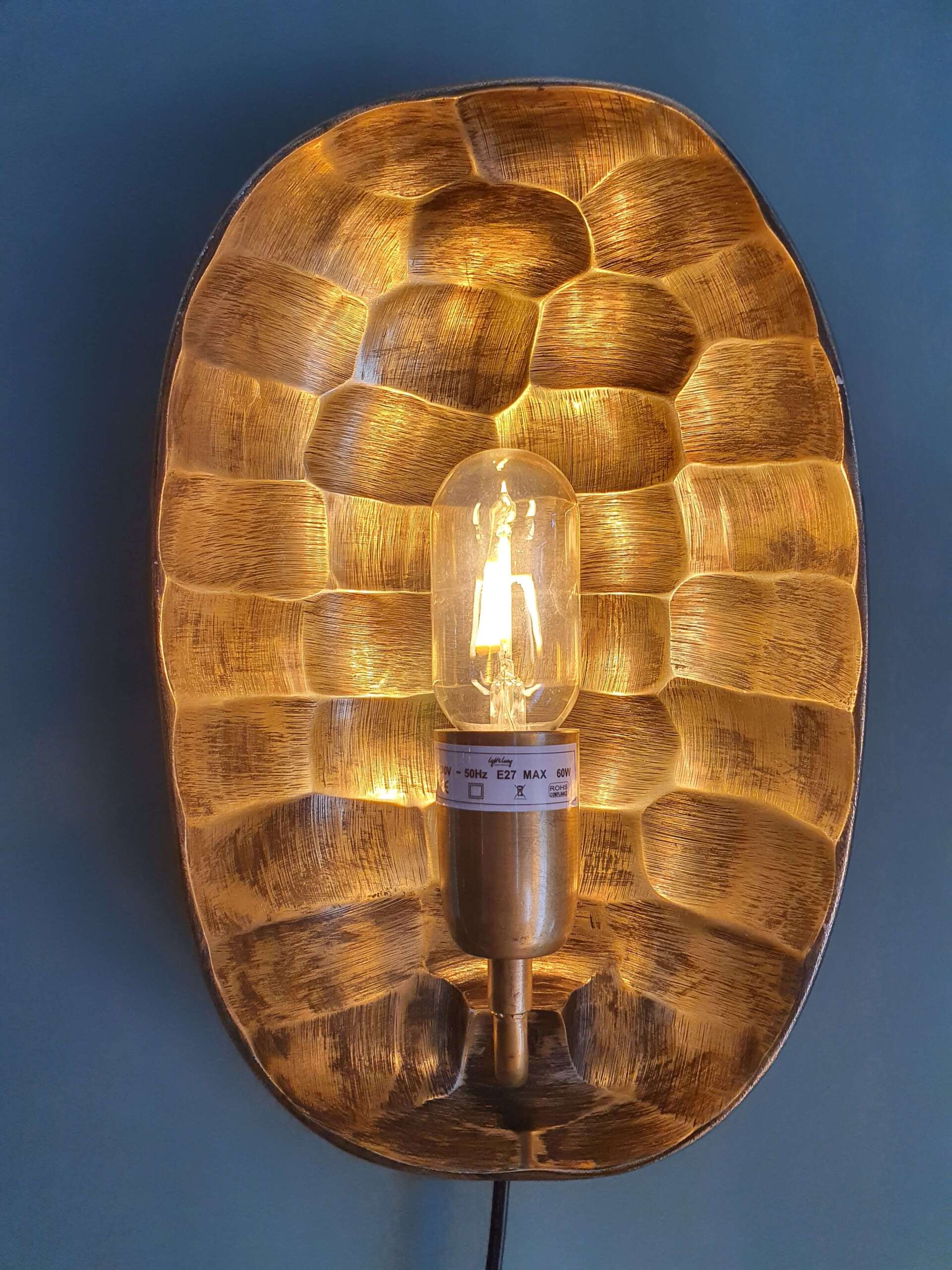 Wandlamp metaal goud schildpad motief