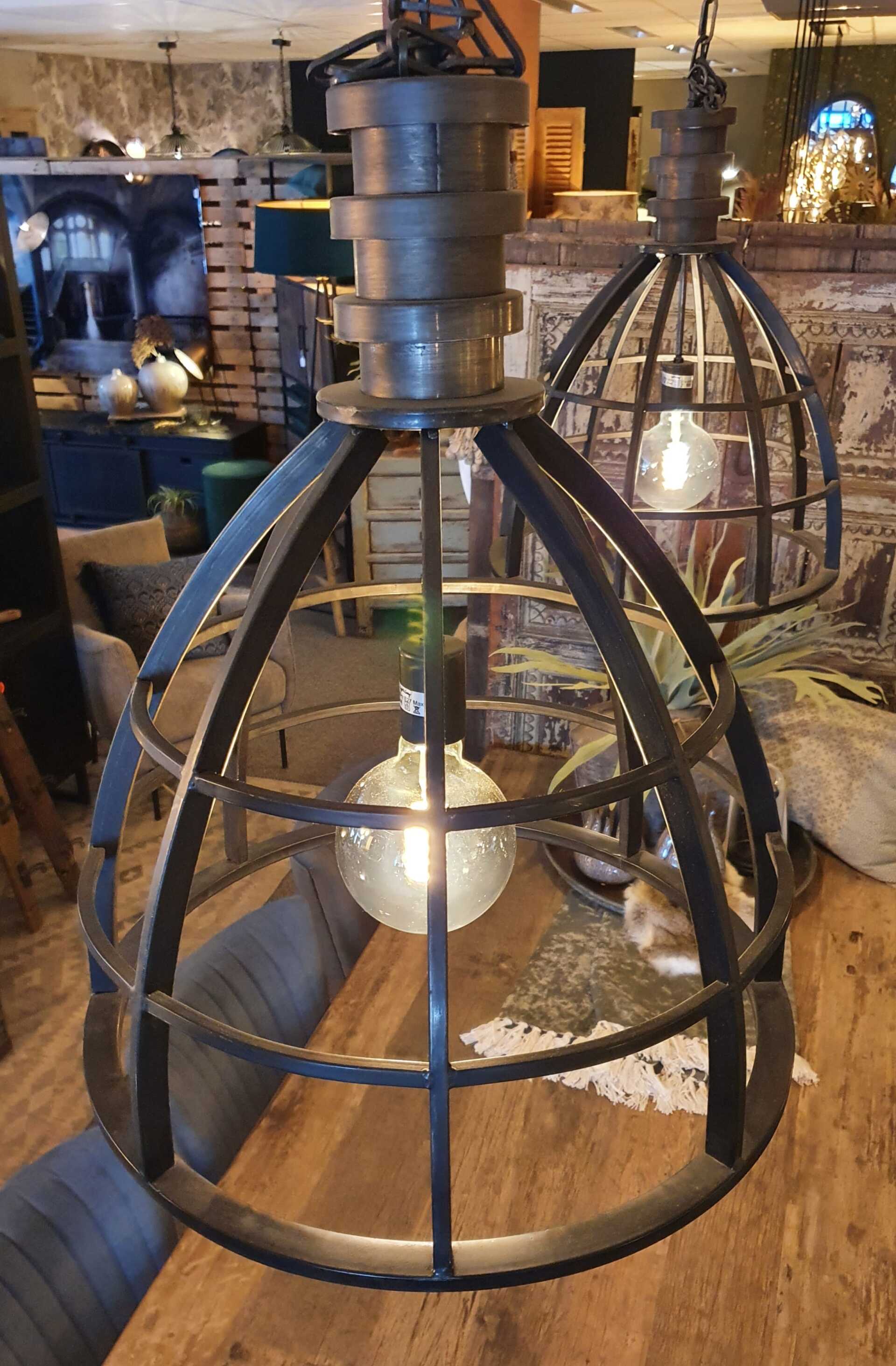 Open hanglamp industrieel metaal antraciet zwart