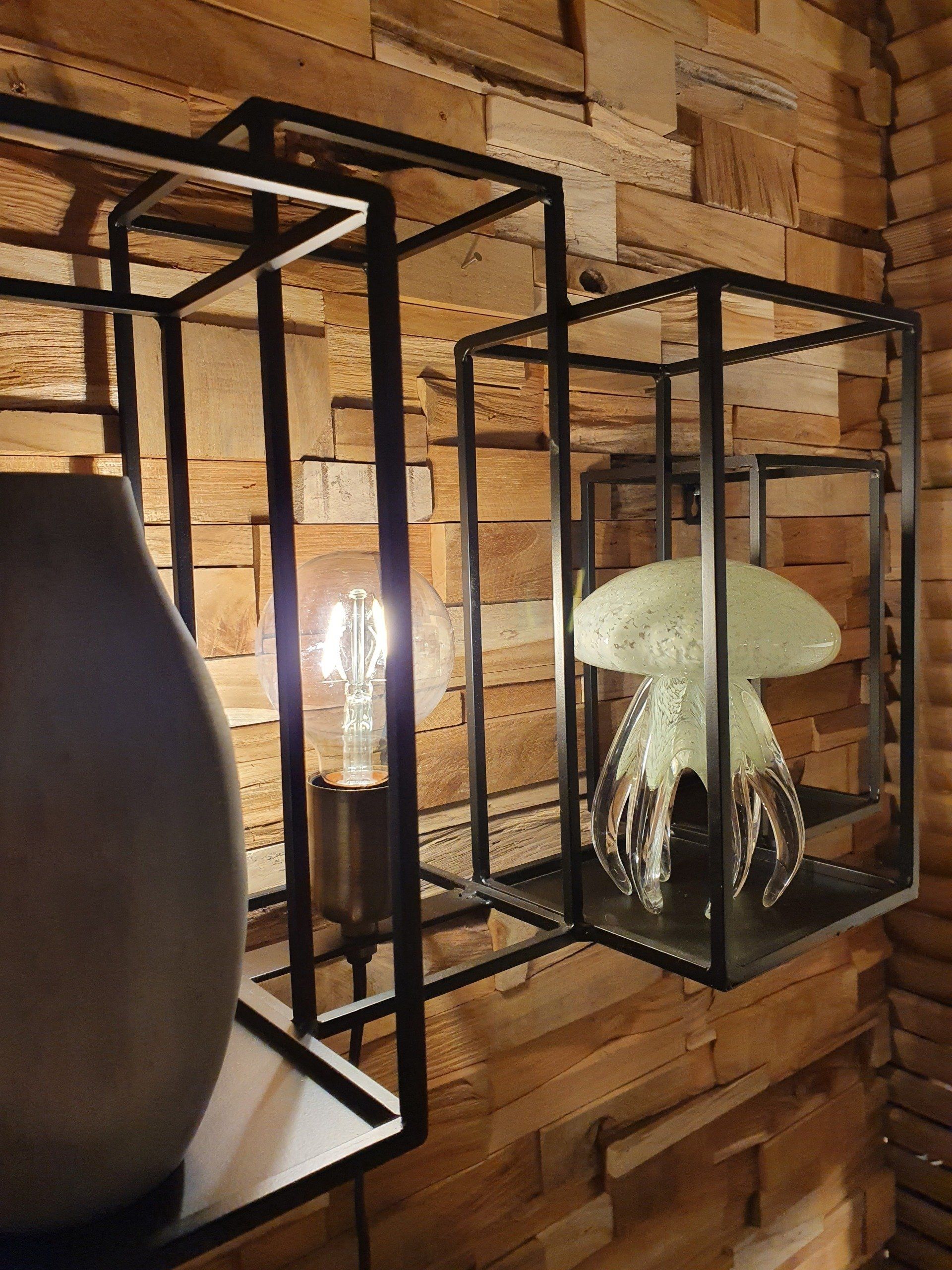 Wandlamp wandrek met kader zwart metaal