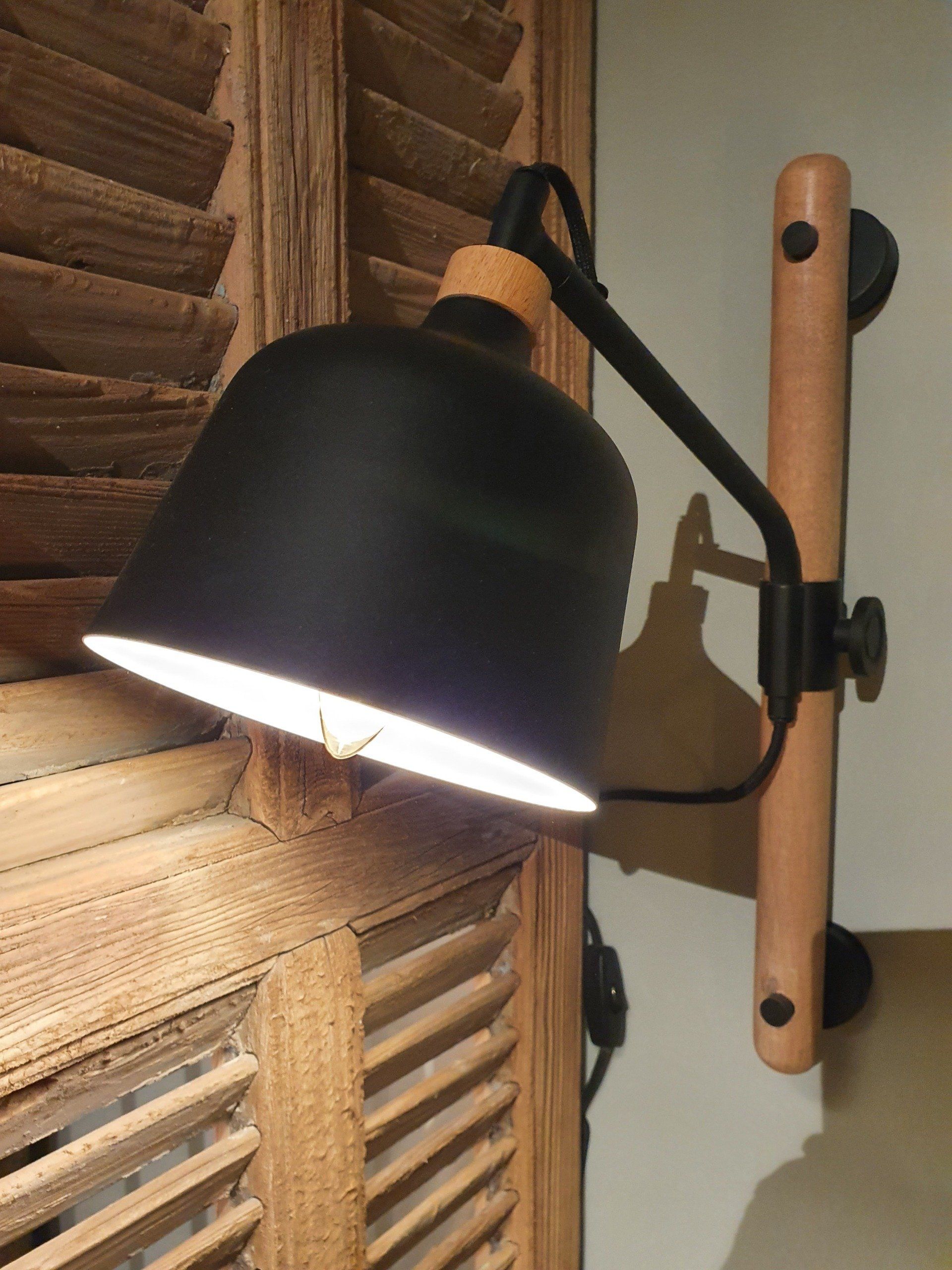 Industriële wandlamp  spot metaal en hout