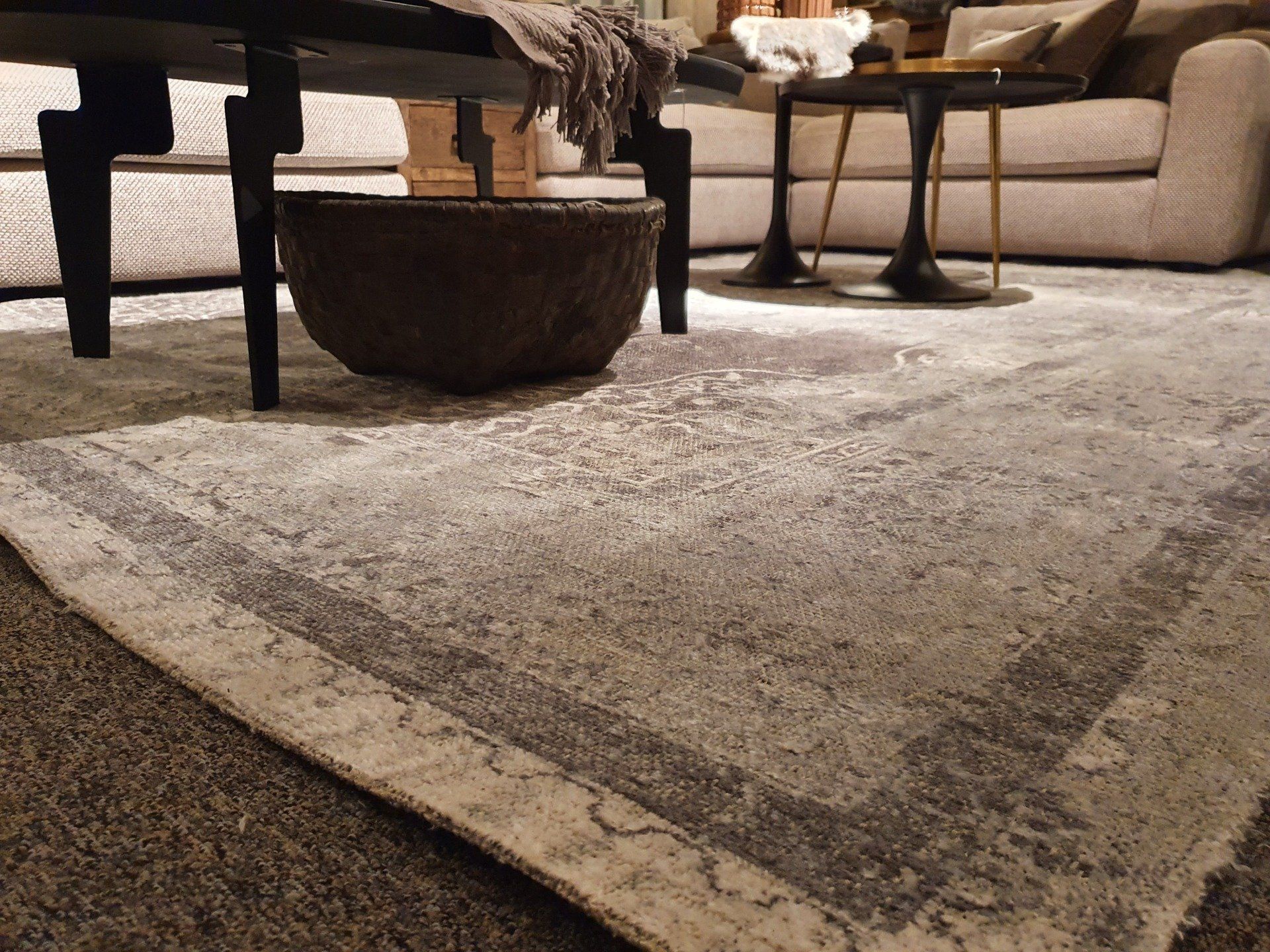 Vintage vloerkleed met Perzisch motief beige