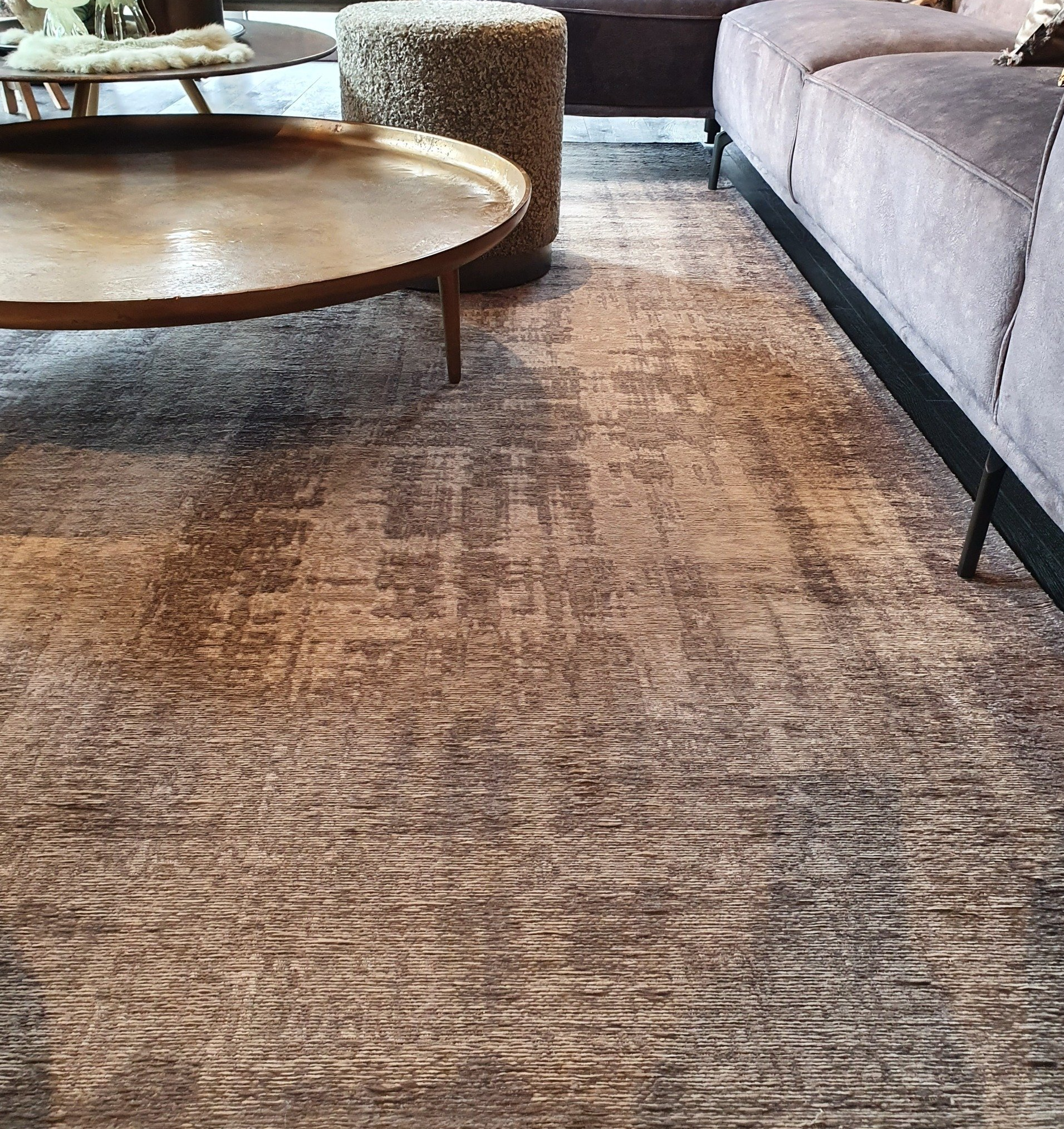 Laagpolig vloerkleed groen grijs gemêleerd