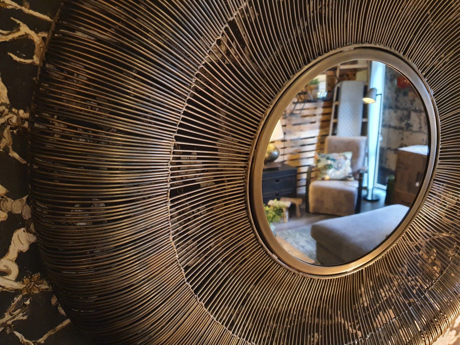 Ronde spiegel draad metaal goud