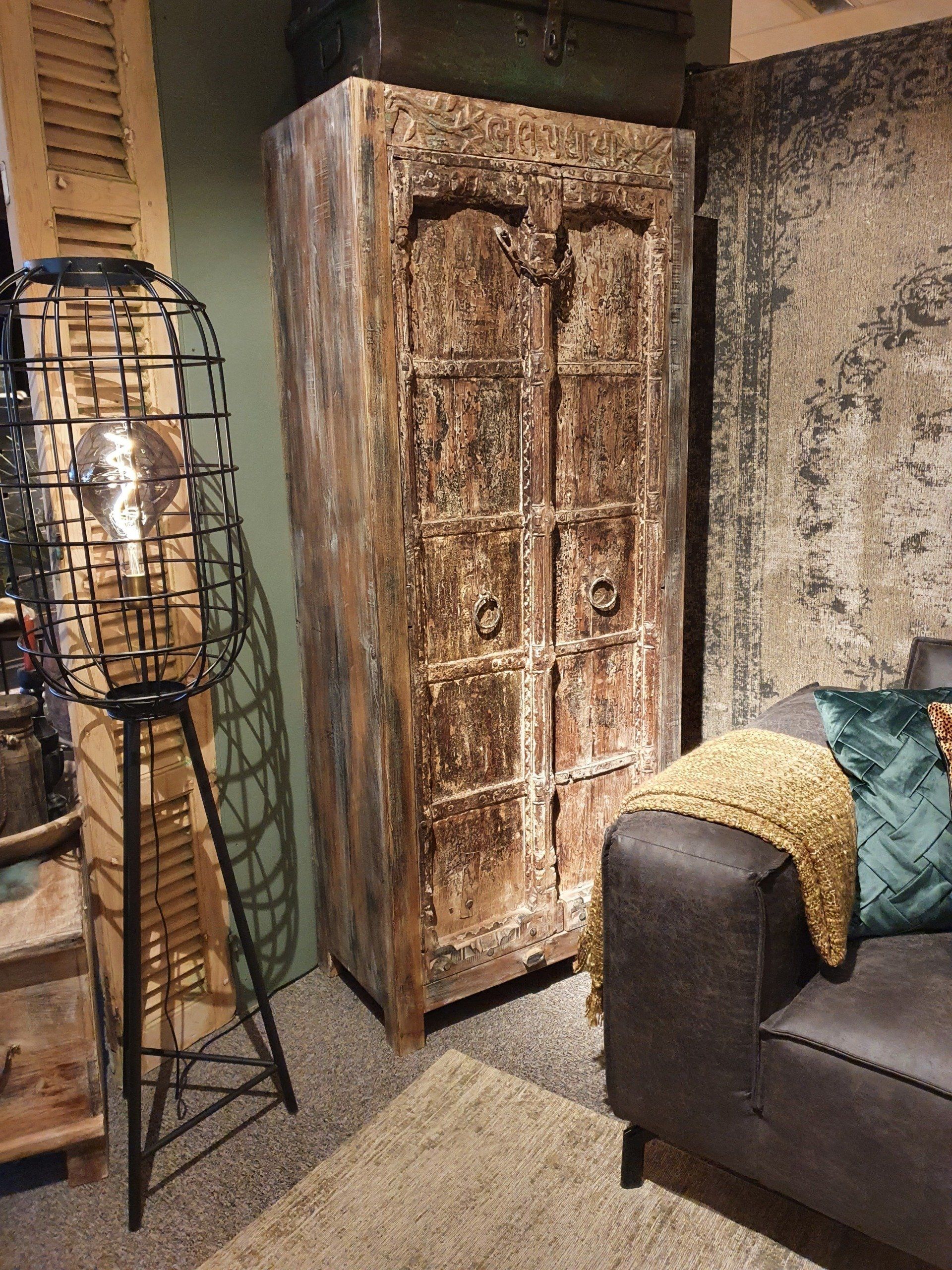 Poortdeurkast Almirah bruin groen uit India