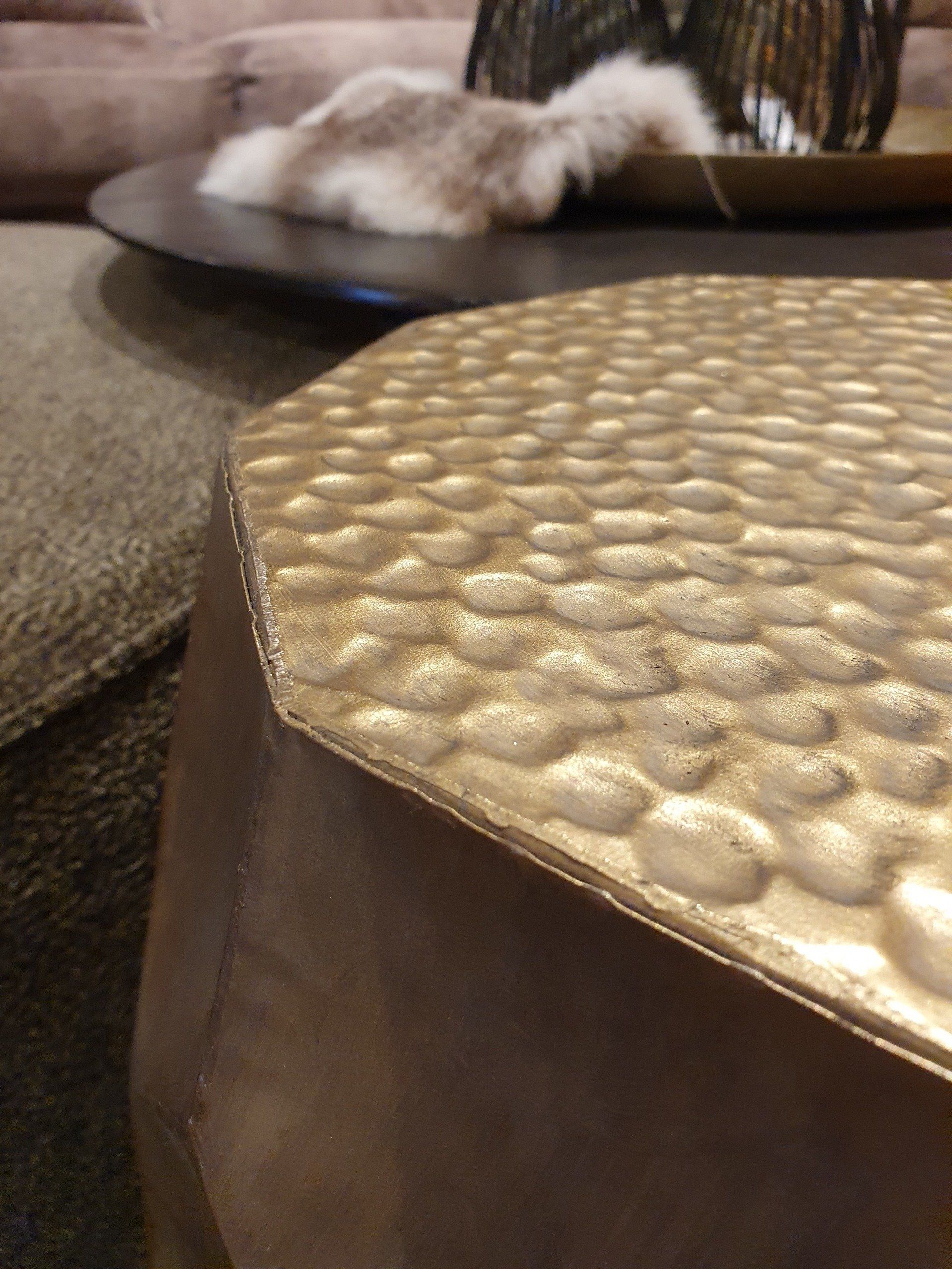 set ronde bijzettafels metaal goud rook glas