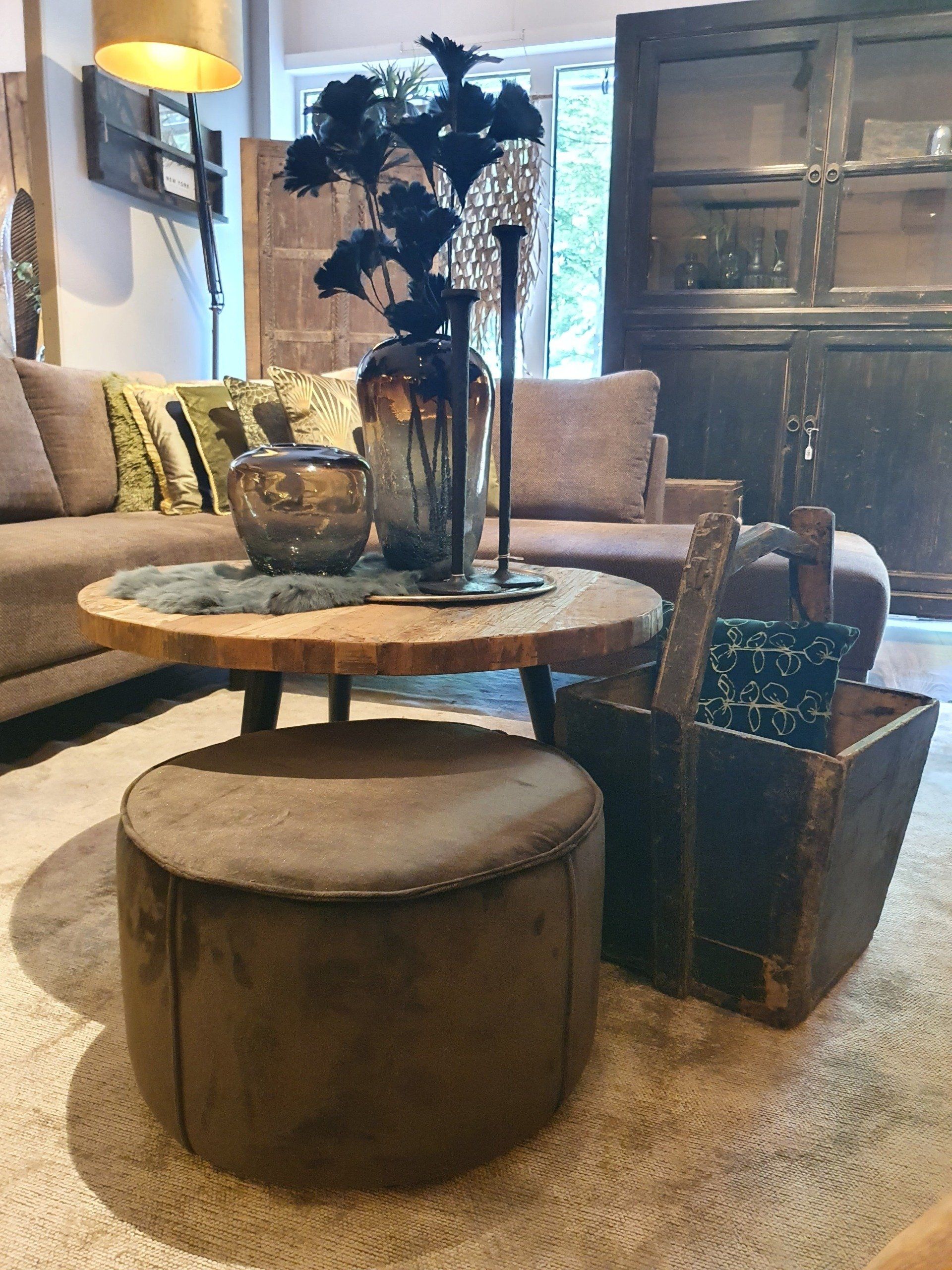 Set ronde bijzettafels metaal koper