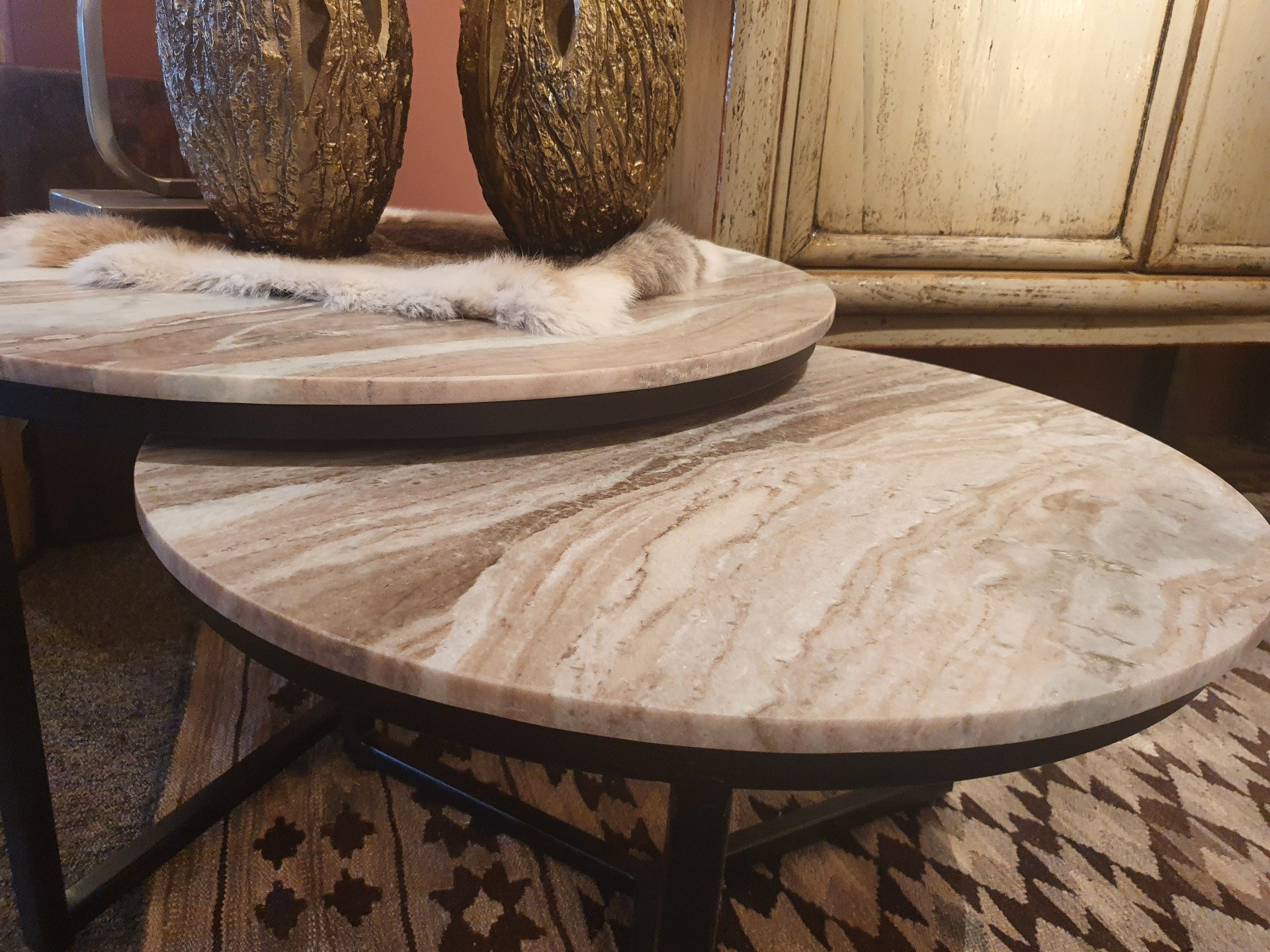 Bijzettafel set trompet metaal zwart