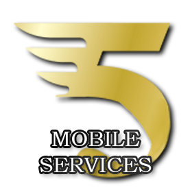 A logo for mobile services with a gold number 5