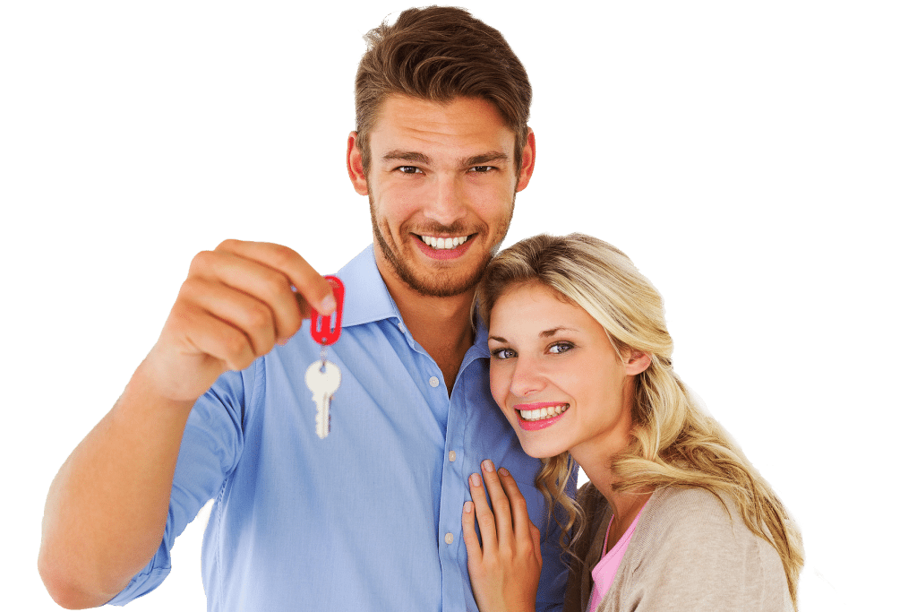 couple holding a key