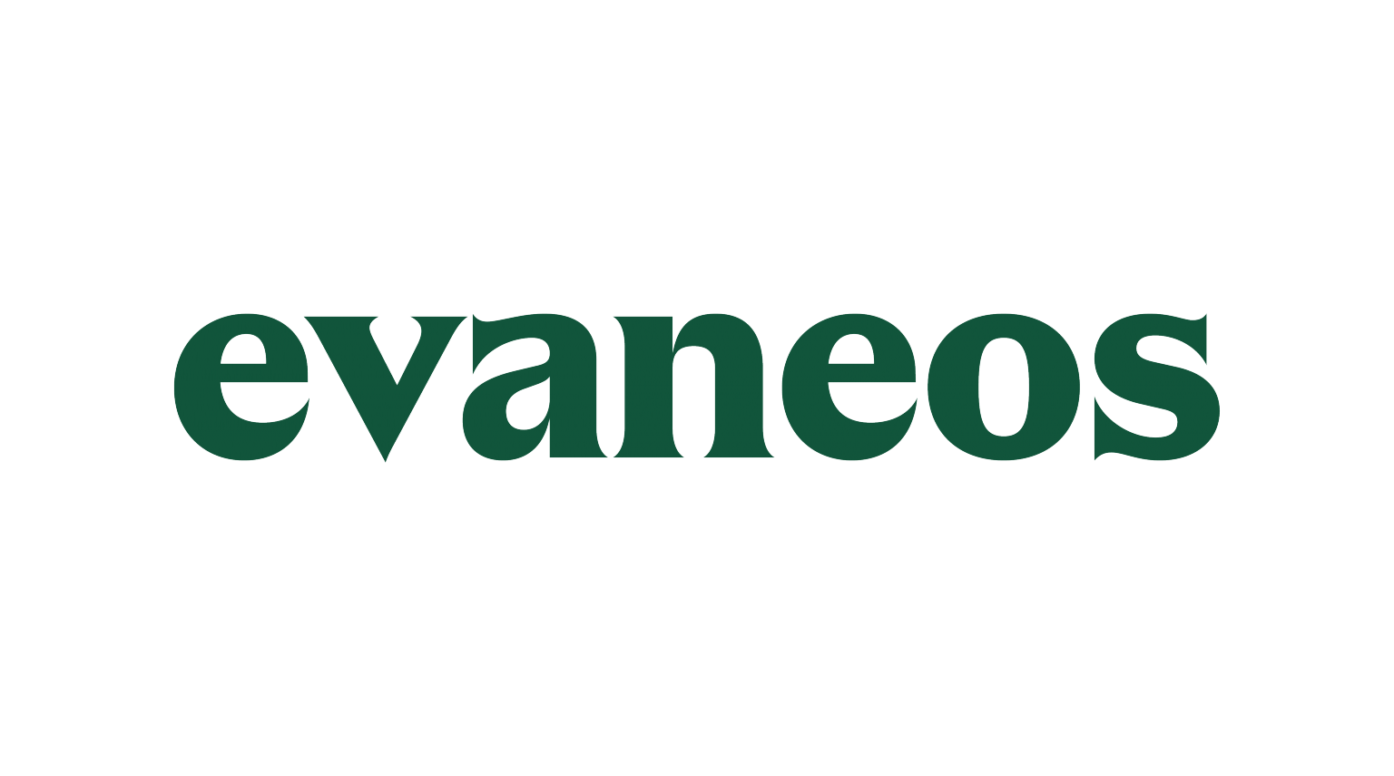 Logotipo da Evaneos em texto verde escuro sobre fundo branco.
