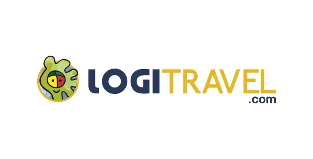 Logotipo da Logitravel: emblema de criatura verde ao lado das palavras 