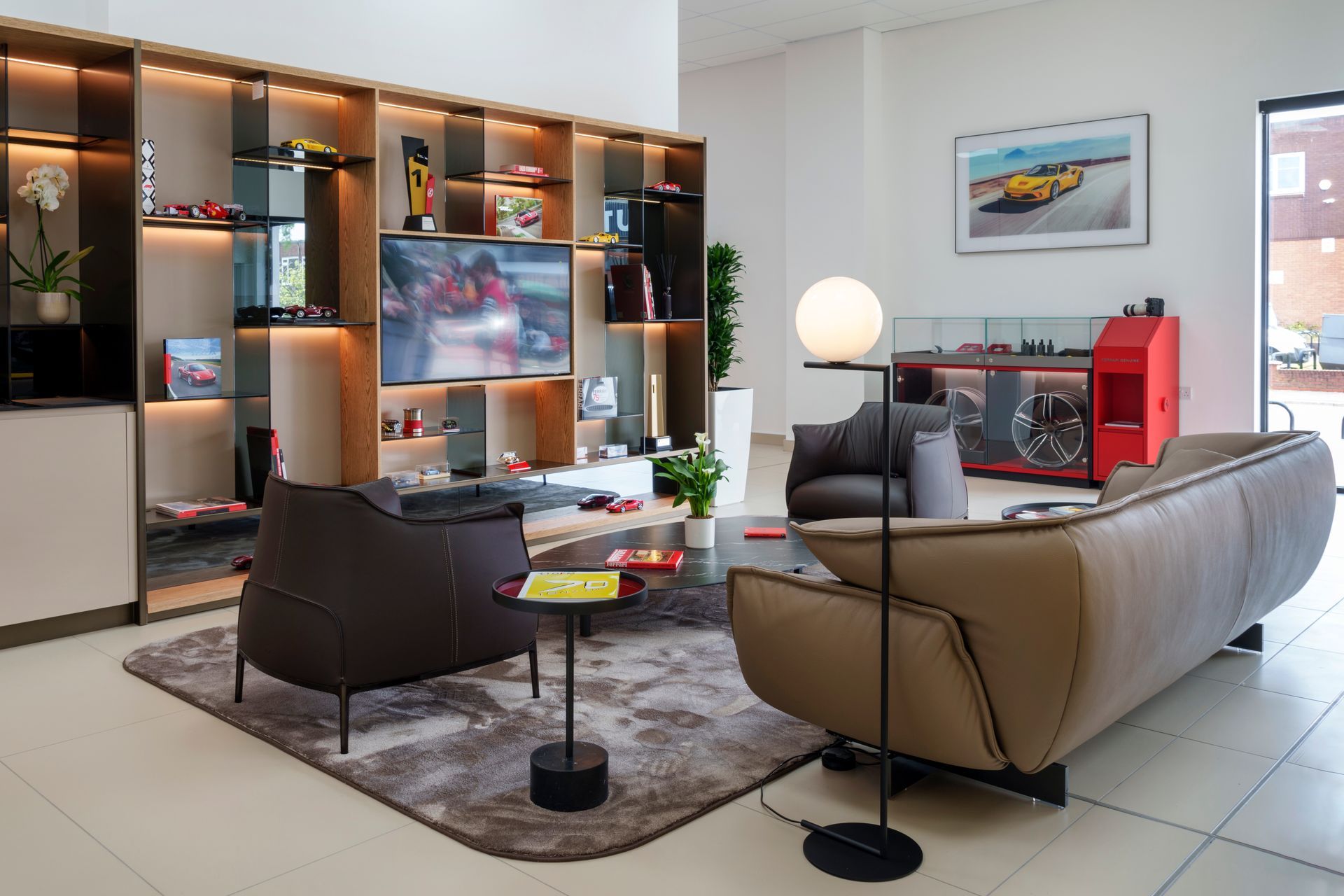 Our Ferrari Lounge for Customer comfort at Ferrari Authorised Bodyshop Solihull 