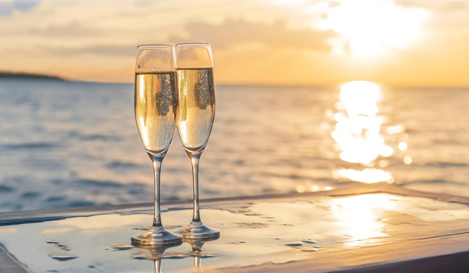 Champagne at sunset