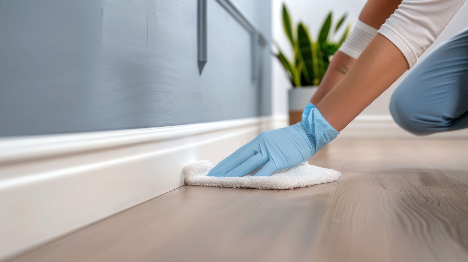 dirty baseboards in a commercial building