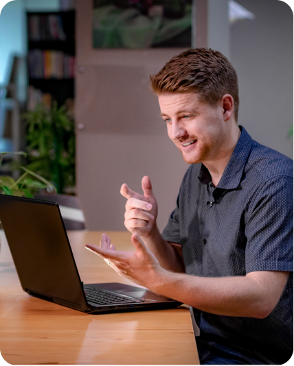 Jake Mooney, Operations Manager, on a consulting call for a new client
