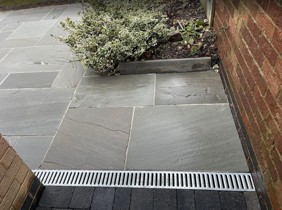 New sandstone paving patio in Binley Woods, Coventry