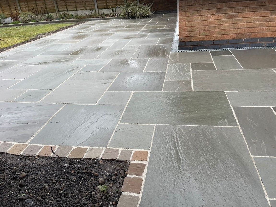 New sandstone paving patio in Binley Woods, Coventry