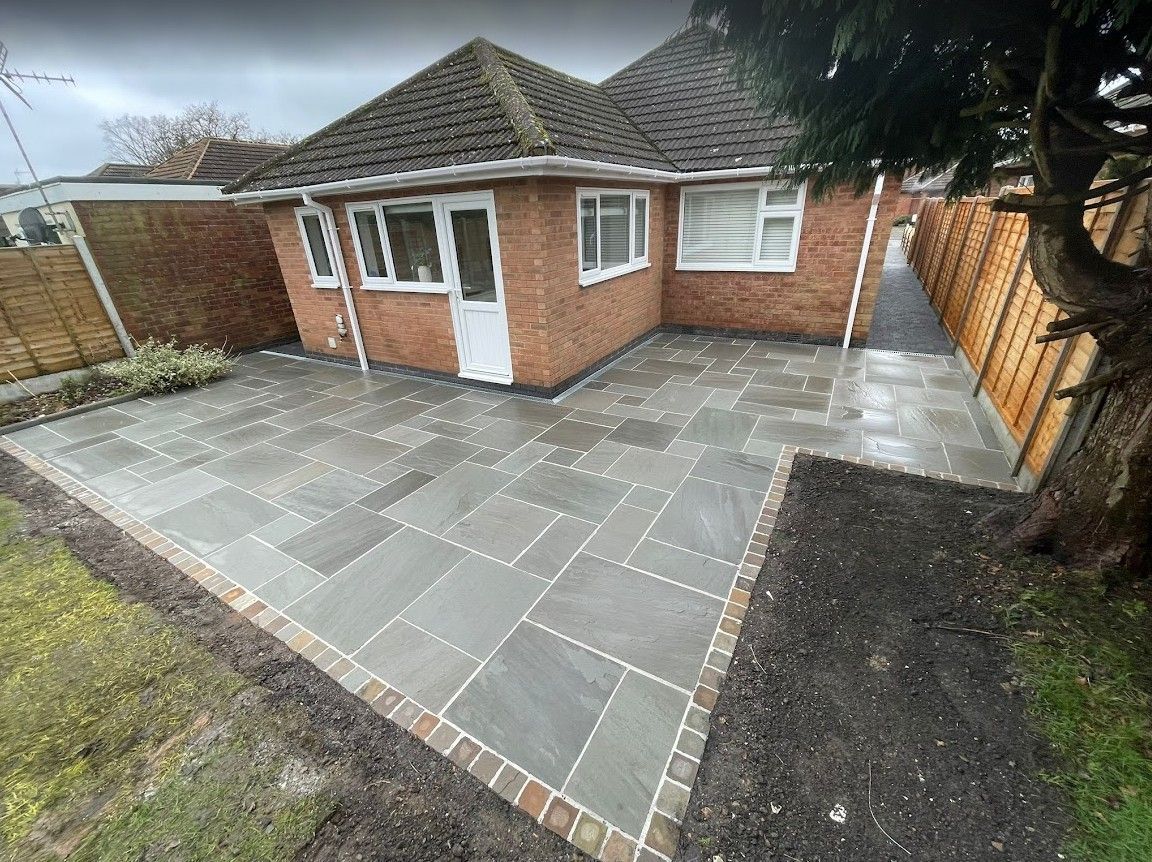 New sandstone paving patio in Binley Woods, Coventry
