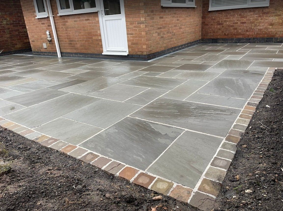 New sandstone paving patio in Binley Woods, Coventry
