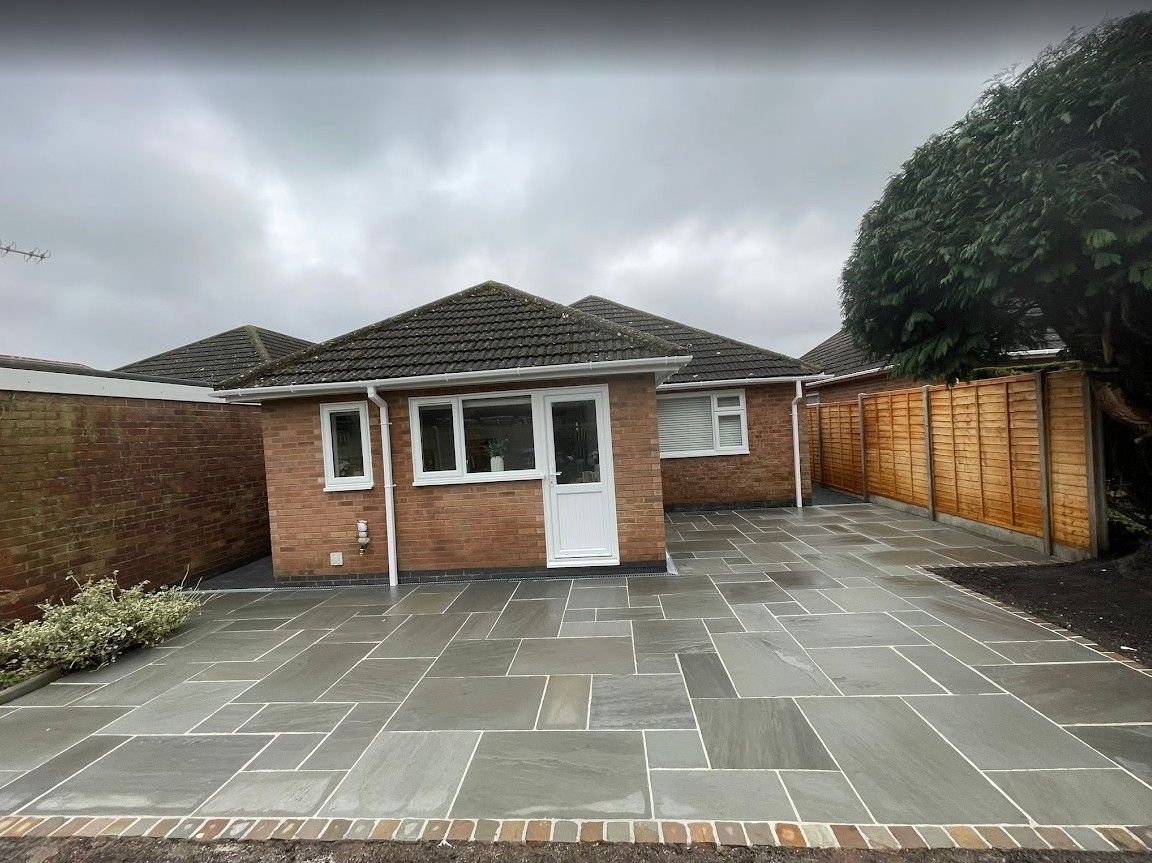New sandstone paving patio in Binley Woods, Coventry