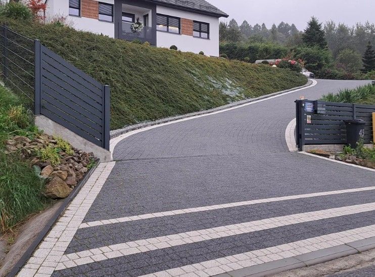 meandering tarmac driveway with block paving edging in Coventry