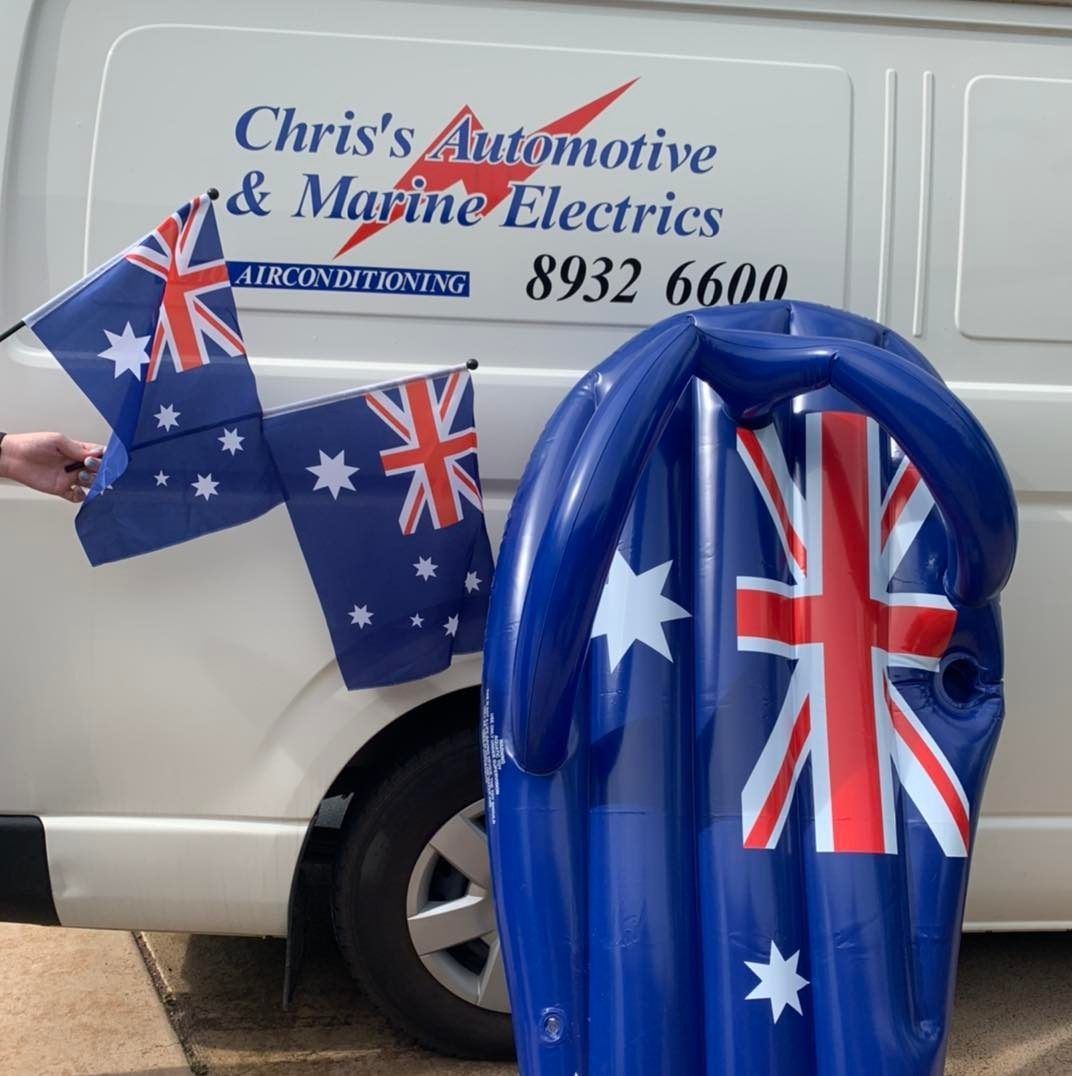 Chris's Automotive And Marine Electrics Van With A British Flag— Chris's Automotive & Marine Electrics In Marlow Lagoon, NT