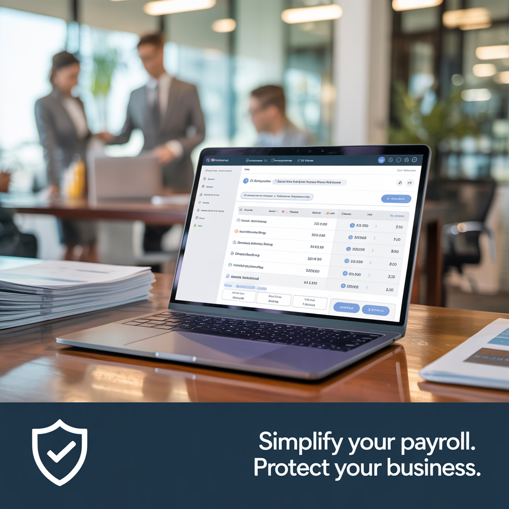 A laptop computer is sitting on top of a wooden desk.