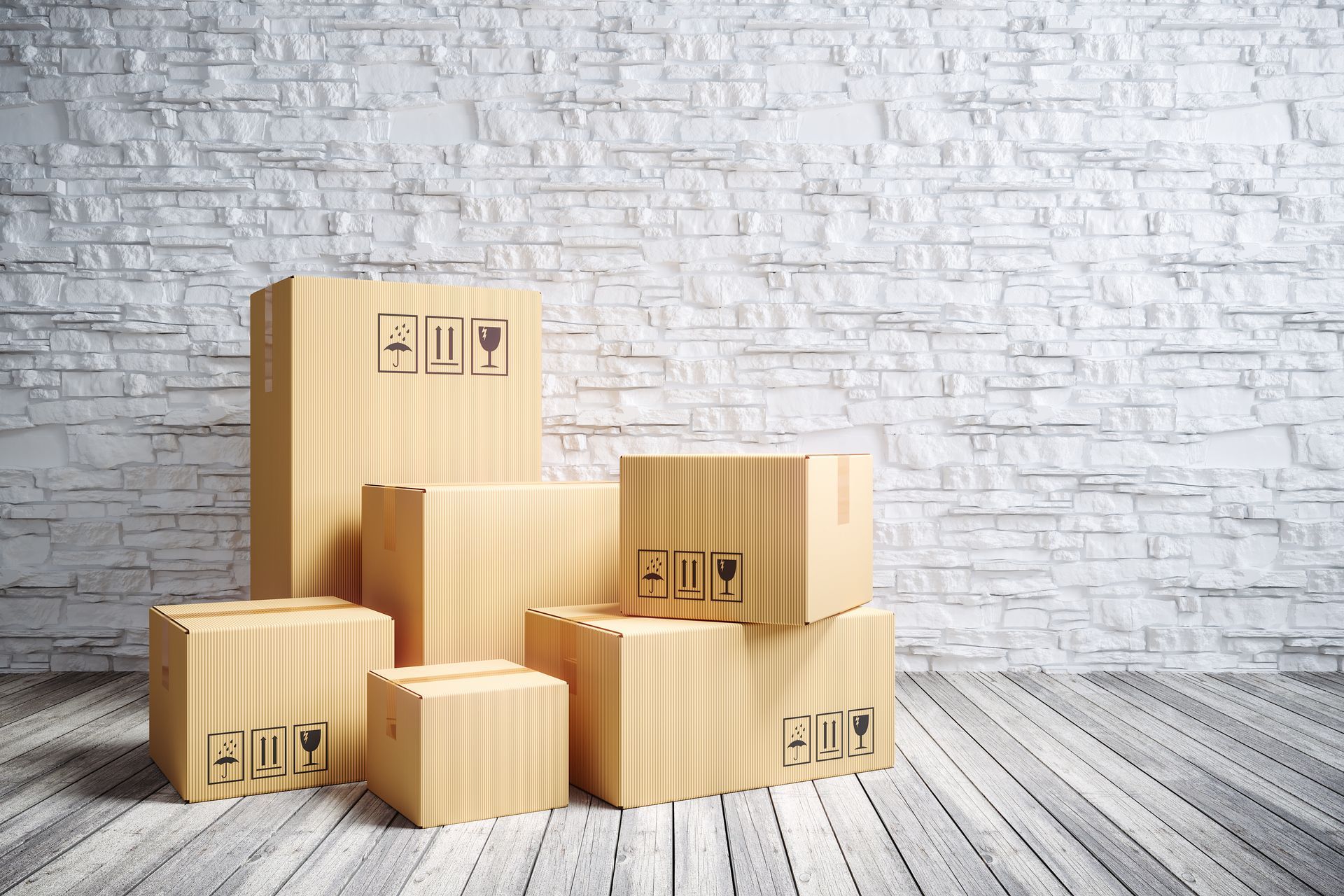 Cardboard moving boxes in a new home make packing simple and safe. Cardboard moving boxes in a new home make packing simple and safe.