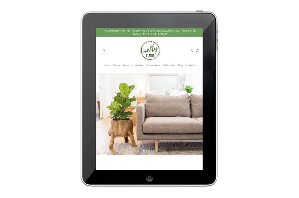 Crafty Plants website on a tablet