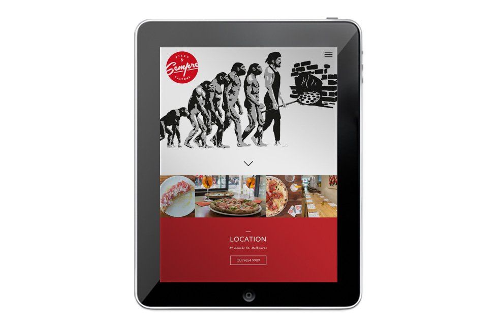 Sempre Calzone website on a PC