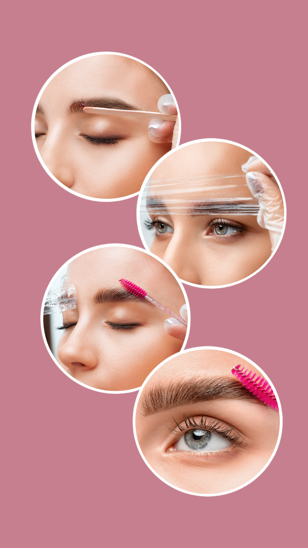 A woman is getting her eyebrows painted by a makeup artist.