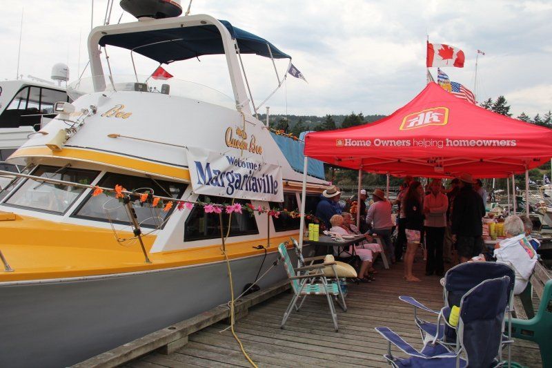 A boat with a sign that says margarita on it