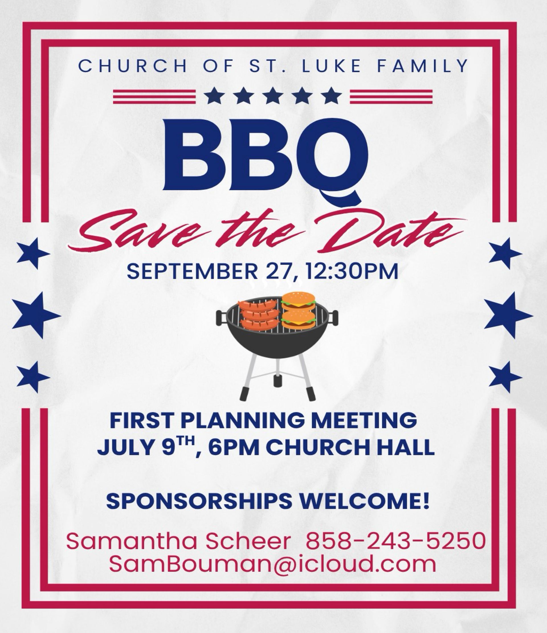 BBQ- Save the Date, 9/27, 12:30p 
