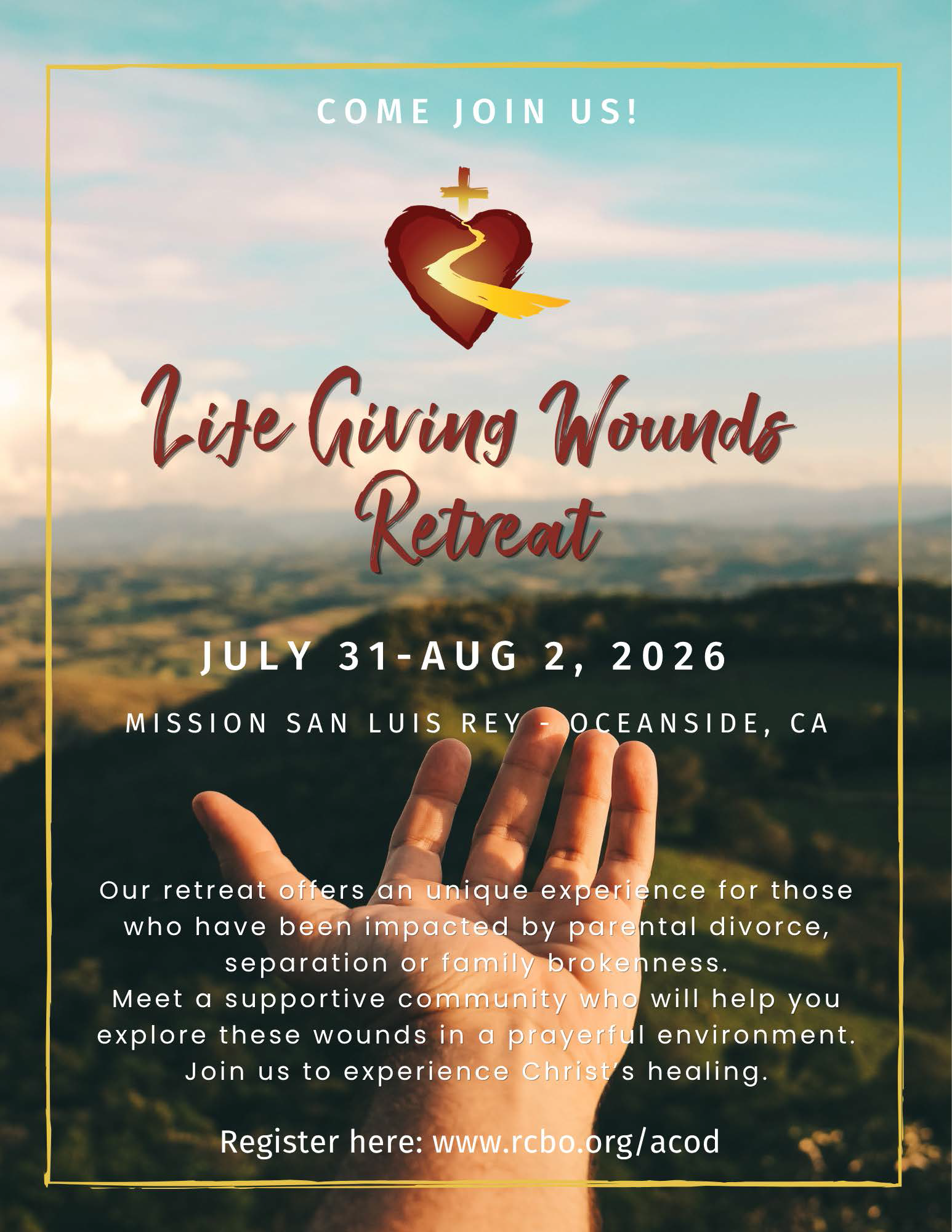 Life Giving Wounds Retreat, July 31-Aug 2, 2026