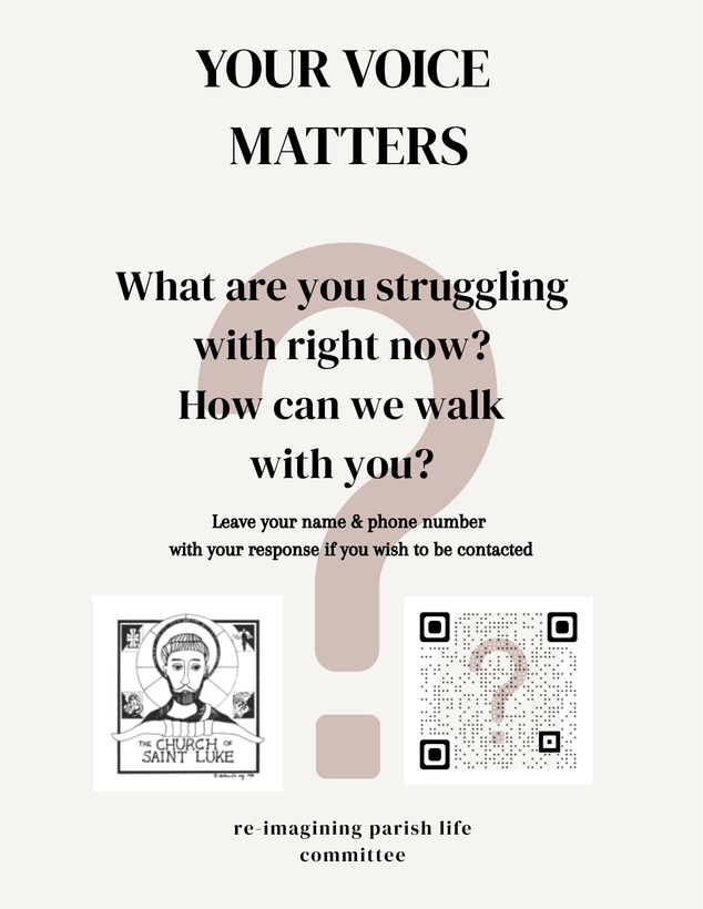 Your Voice Matters Q: What keeps you from participating in parish ministries and events?