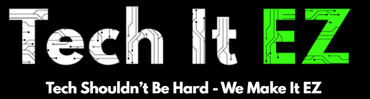 A logo for tech it ez that says let us do the hard work for you
